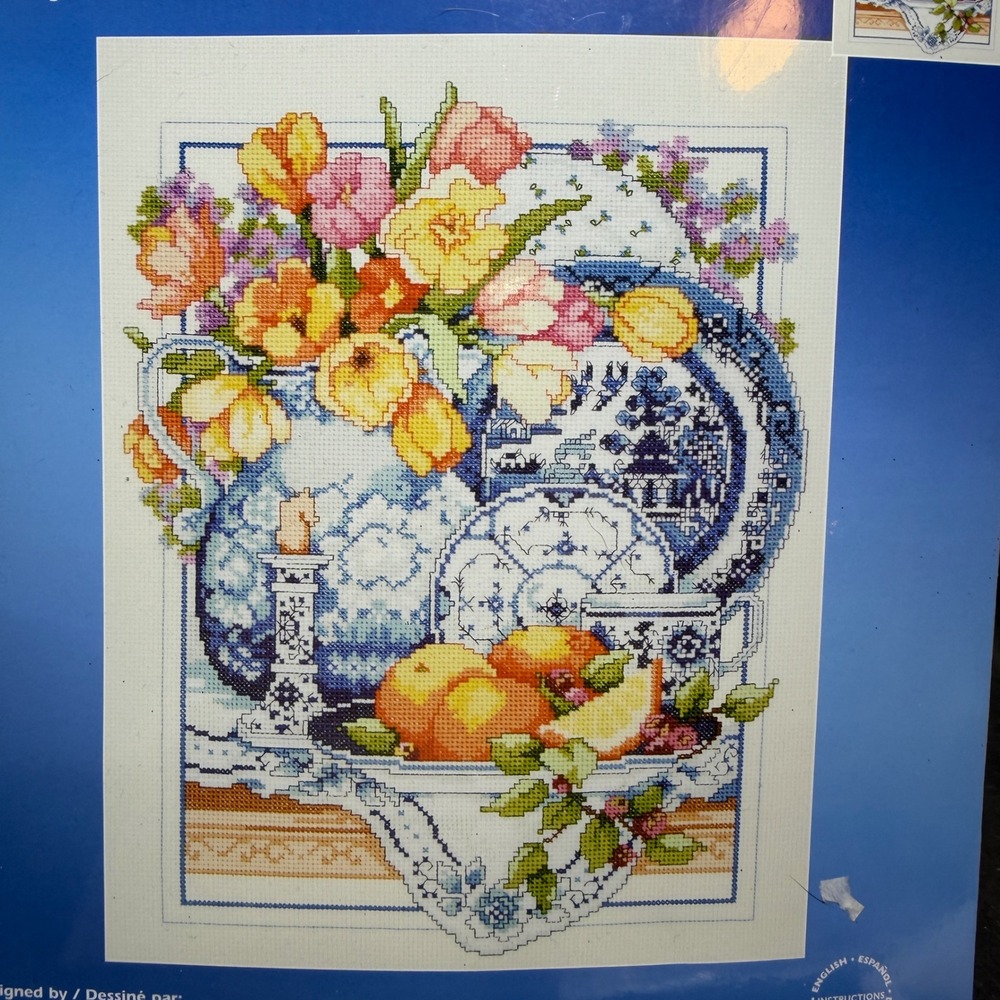 Janlynn Counted Cross Stitch Kit Willowware Classic 023-0136 Blue Floral New